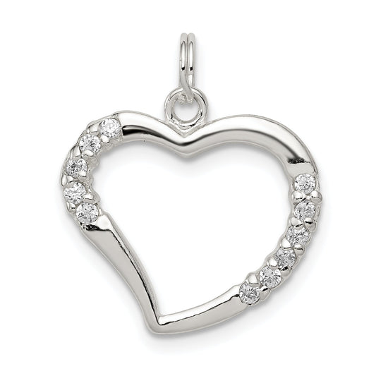 Sterling Silver Cz & Heart Pendant