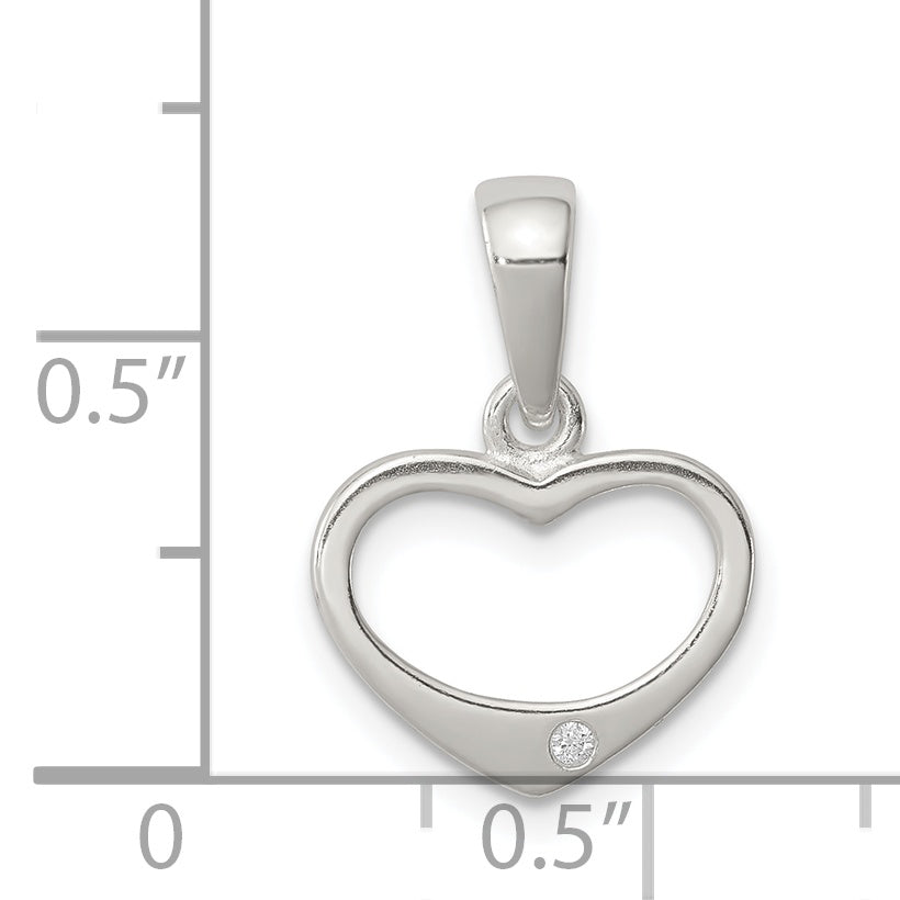 Sterling Silver Cz Heart Pendant