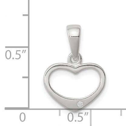 Sterling Silver Cz Heart Pendant