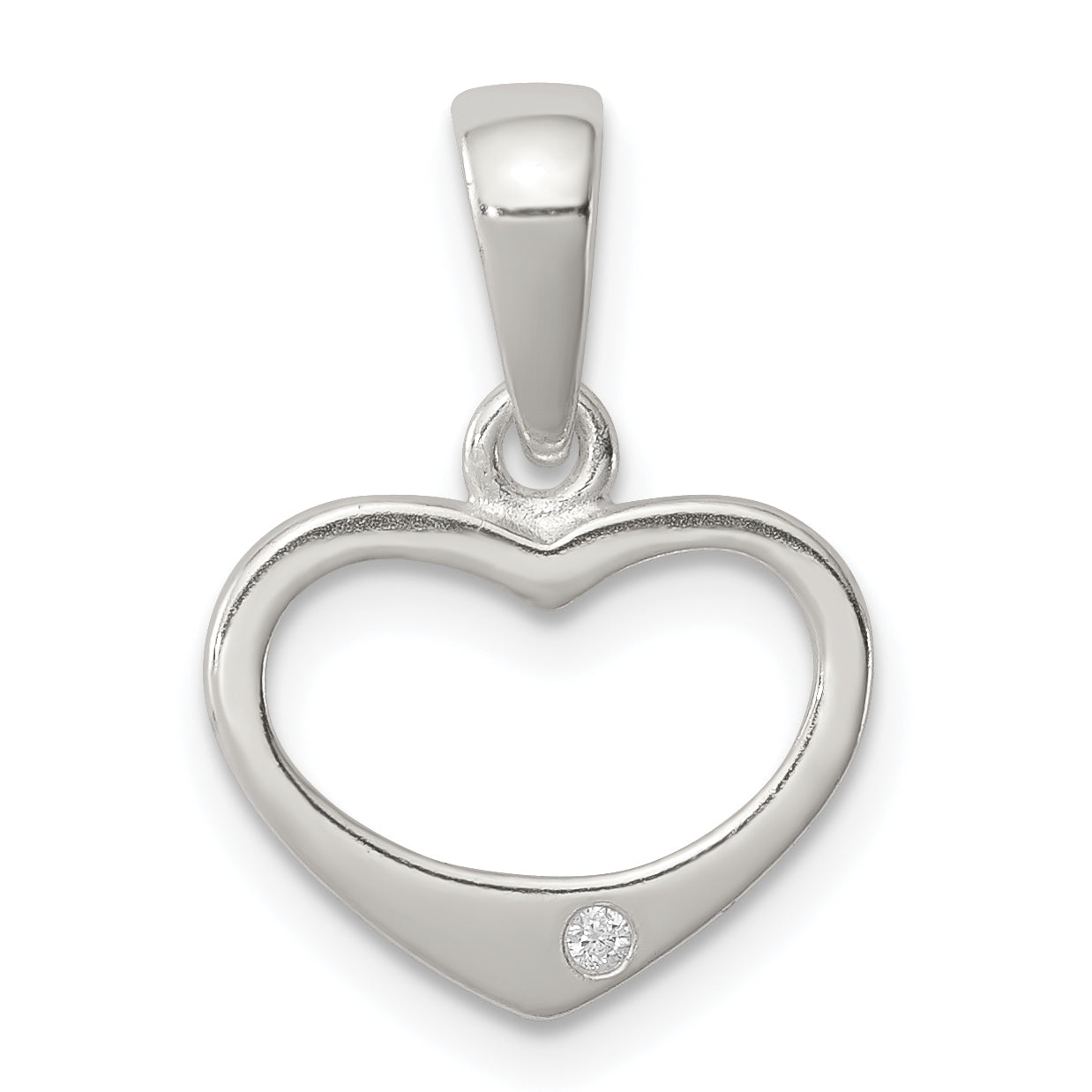 Sterling Silver Cz Heart Pendant