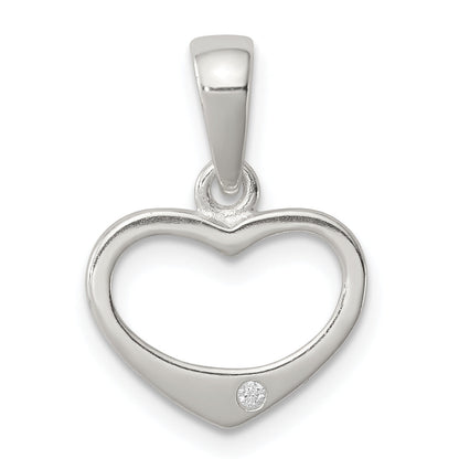 Sterling Silver Cz Heart Pendant