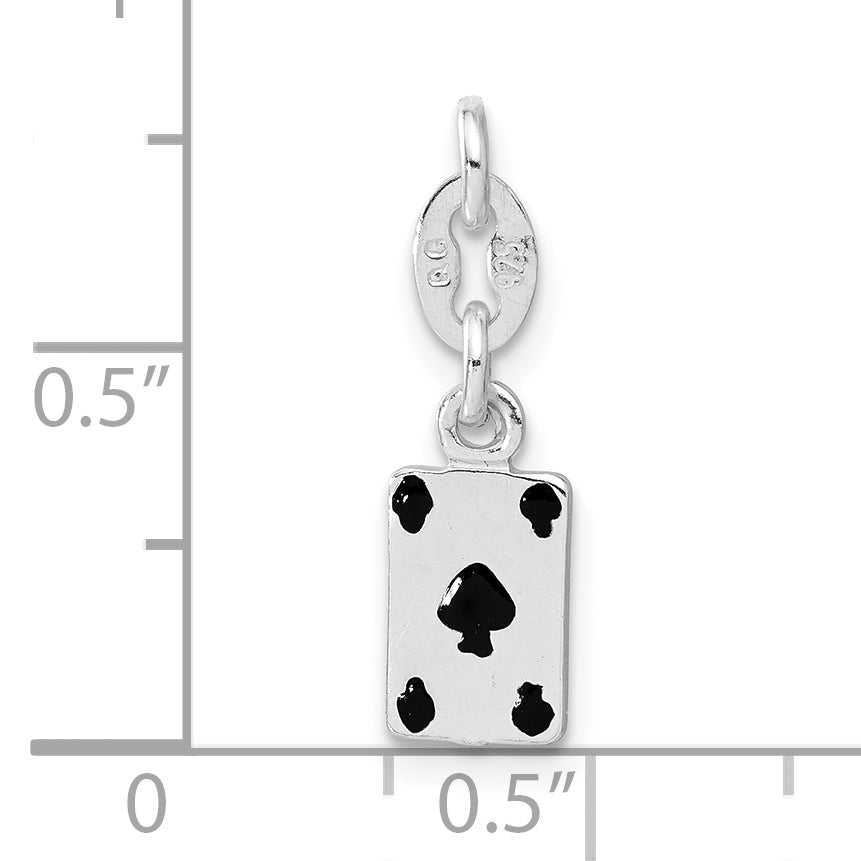 Sterling Silver Polished Enamel Card Charm
