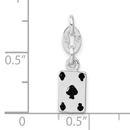 Sterling Silver Polished Enamel Card Charm