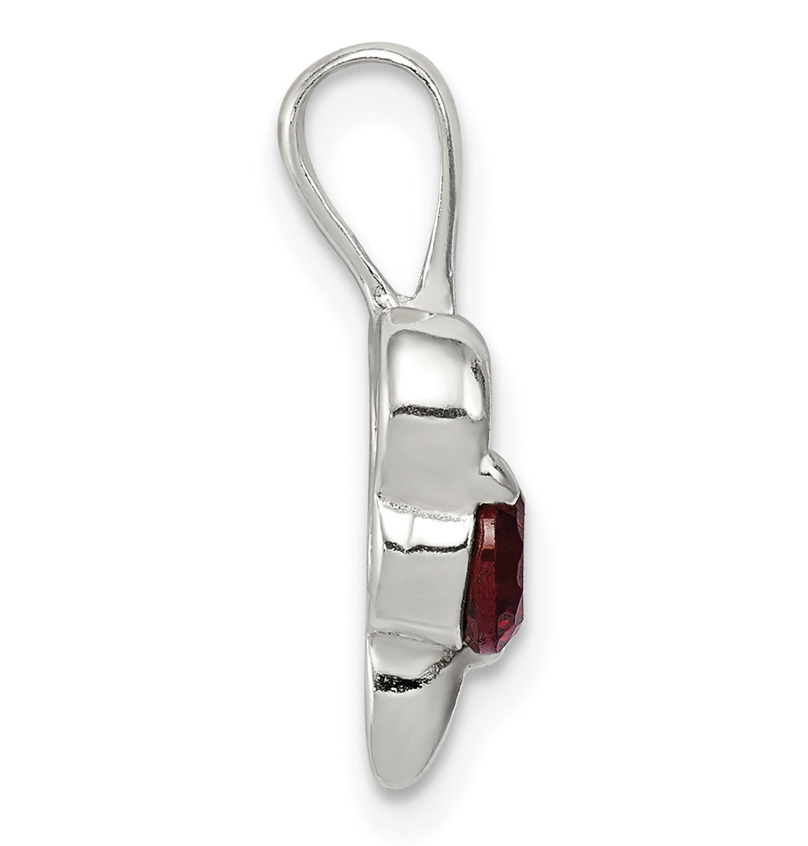Sterling Silver With Red Cz Heart Pendant
