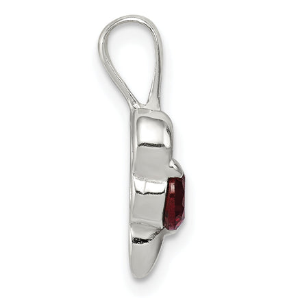 Sterling Silver With Red Cz Heart Pendant