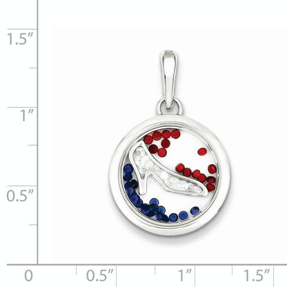 Sterling Silver Rhodium-Plated High Heel Shoe & Floating Beads Pendant