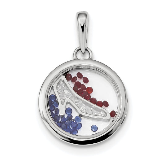 Sterling Silver Rhodium-Plated High Heel Shoe & Floating Beads Pendant