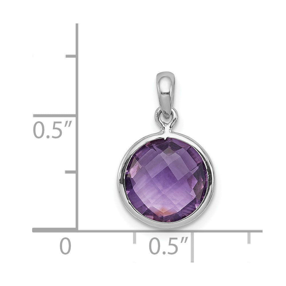 Sterling Silver Rhodium-plated Amethyst Pendant