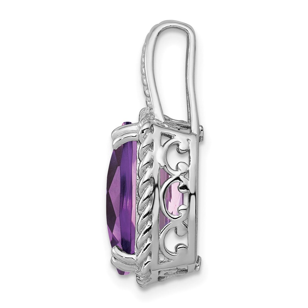 Sterling Silver Rhodium-plated Amethyst Pendant