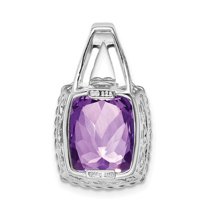 Sterling Silver Rhodium-plated Amethyst Pendant