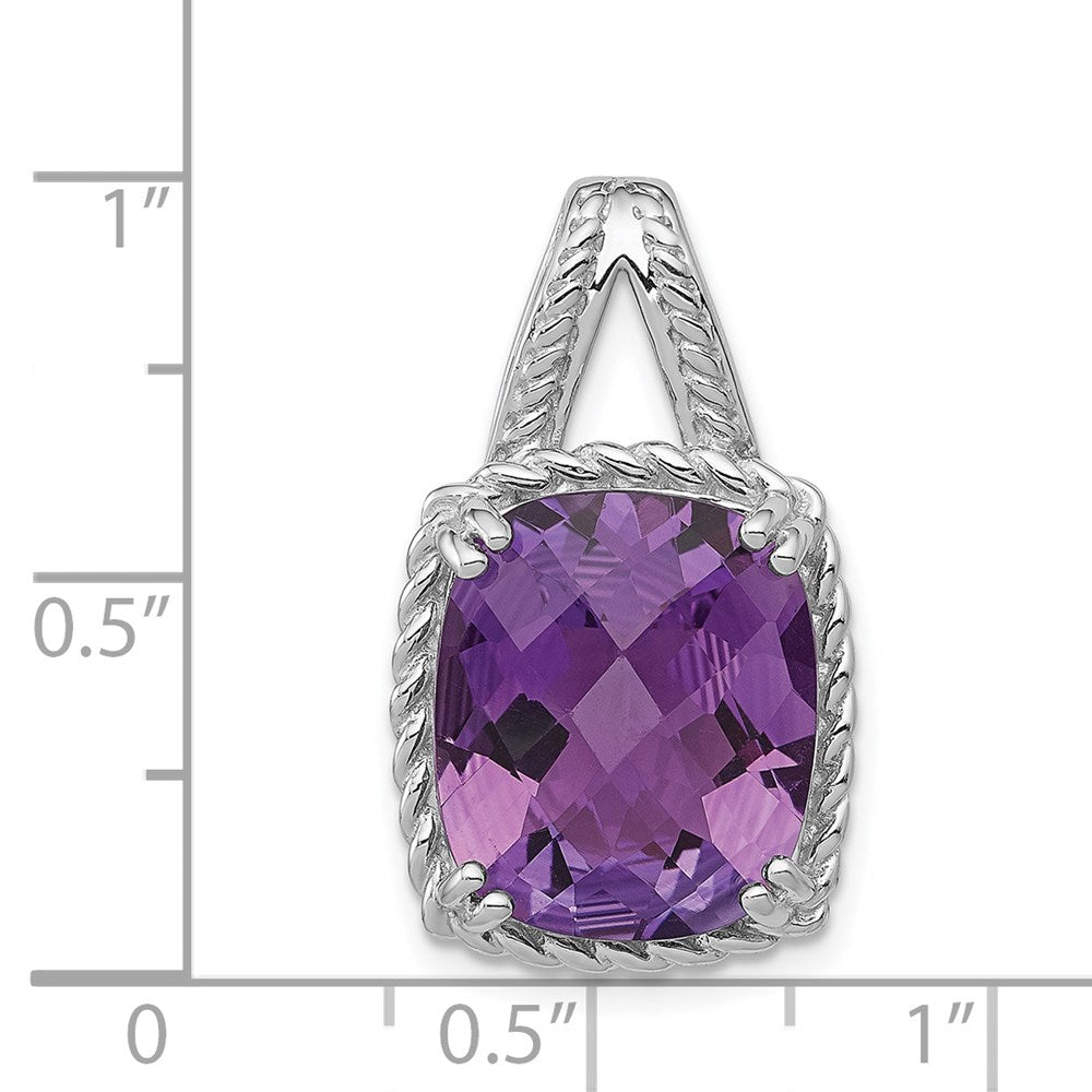 Sterling Silver Rhodium-plated Amethyst Pendant