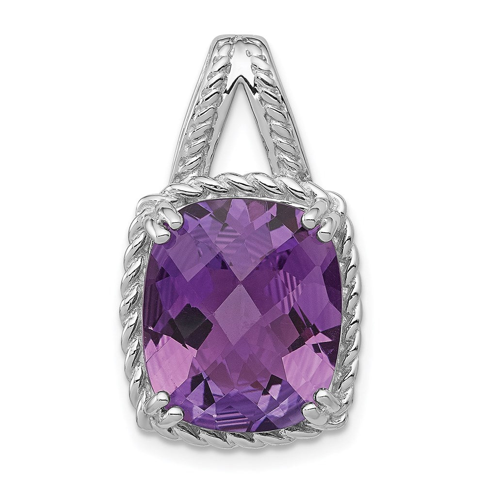 Sterling Silver Rhodium-plated Amethyst Pendant