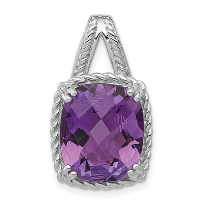 Sterling Silver Rhodium-plated Amethyst Pendant