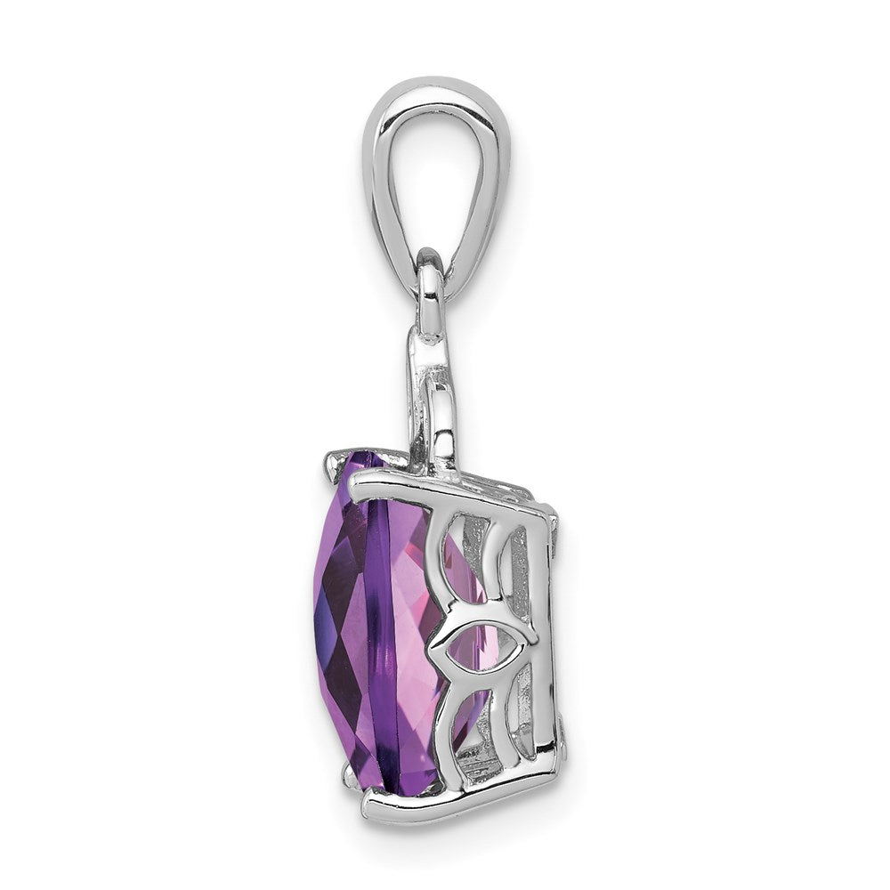 Sterling Silver Rhodium-plated Amethyst Pendant