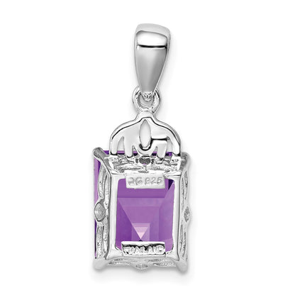 Sterling Silver Rhodium-plated Amethyst Pendant