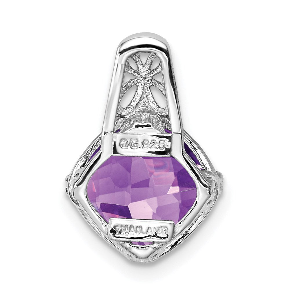 Sterling Silver Rhodium-plated Amethyst Pendant