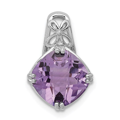 Sterling Silver Rhodium-plated Amethyst Pendant