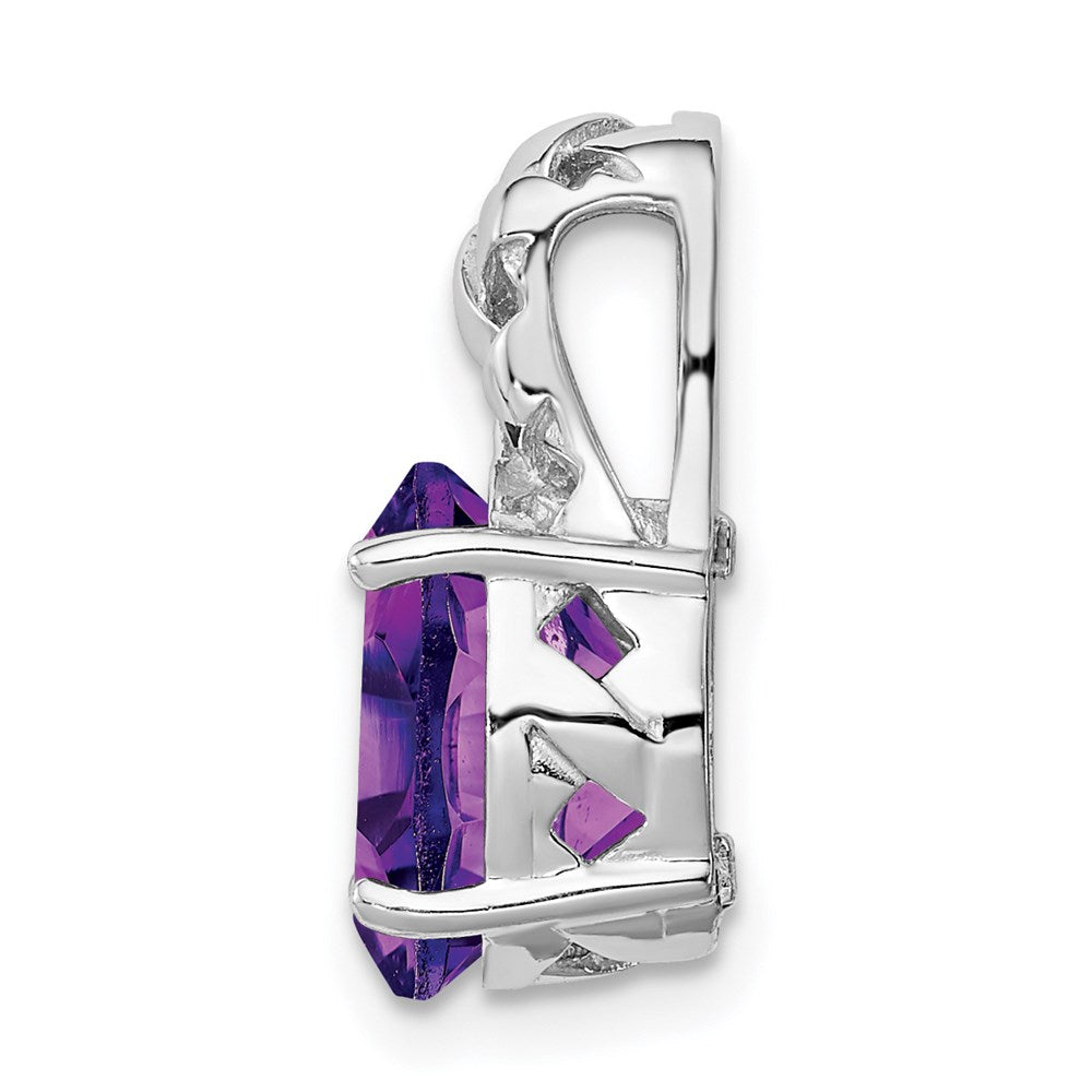 Sterling Silver Rhodium-plated Amethyst Pendant