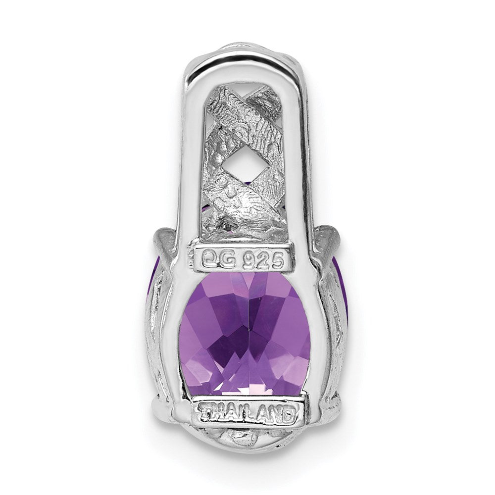 Sterling Silver Rhodium-plated Amethyst Pendant