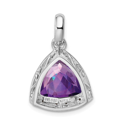 Sterling Silver Rhodium-plated Amethyst and Diamond Pendant