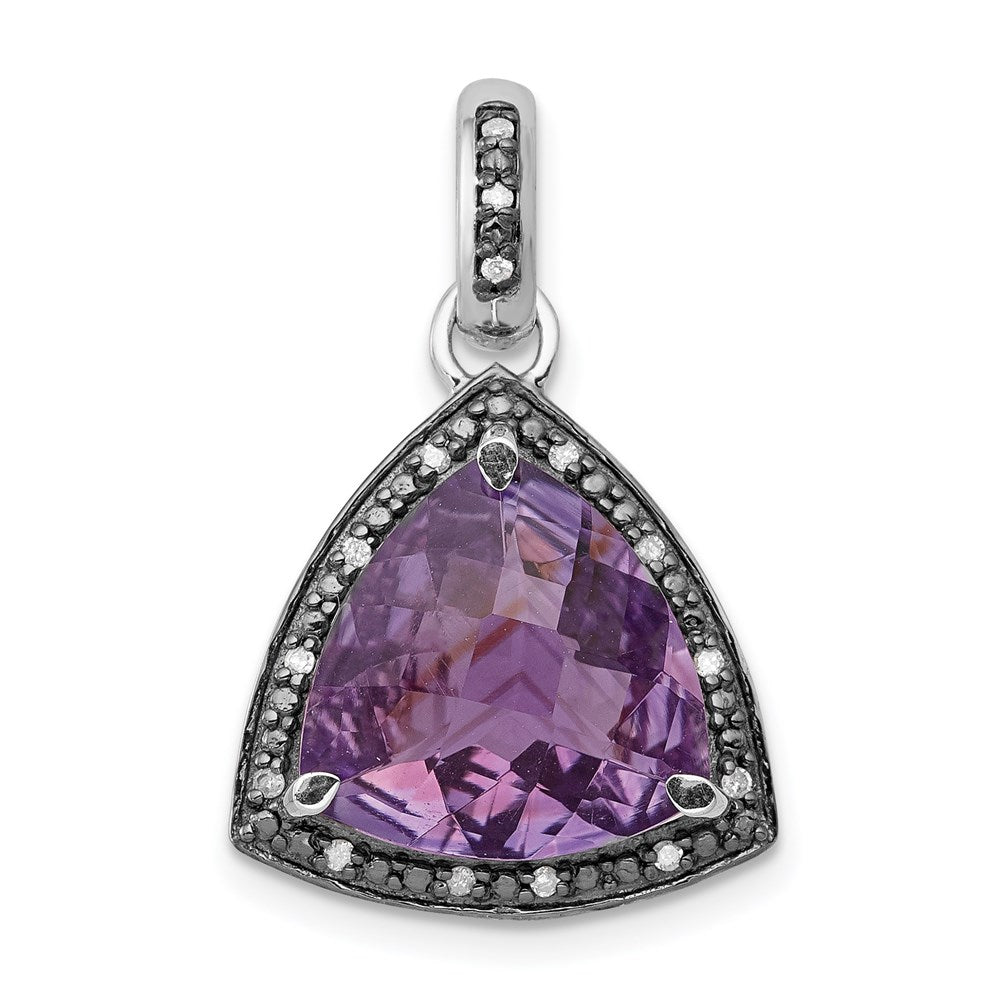 Sterling Silver Rhodium-plated Amethyst and Diamond Pendant