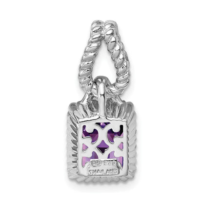 Sterling Silver Rhodium w/Flash Gold-plate Accent Amethyst Pendant