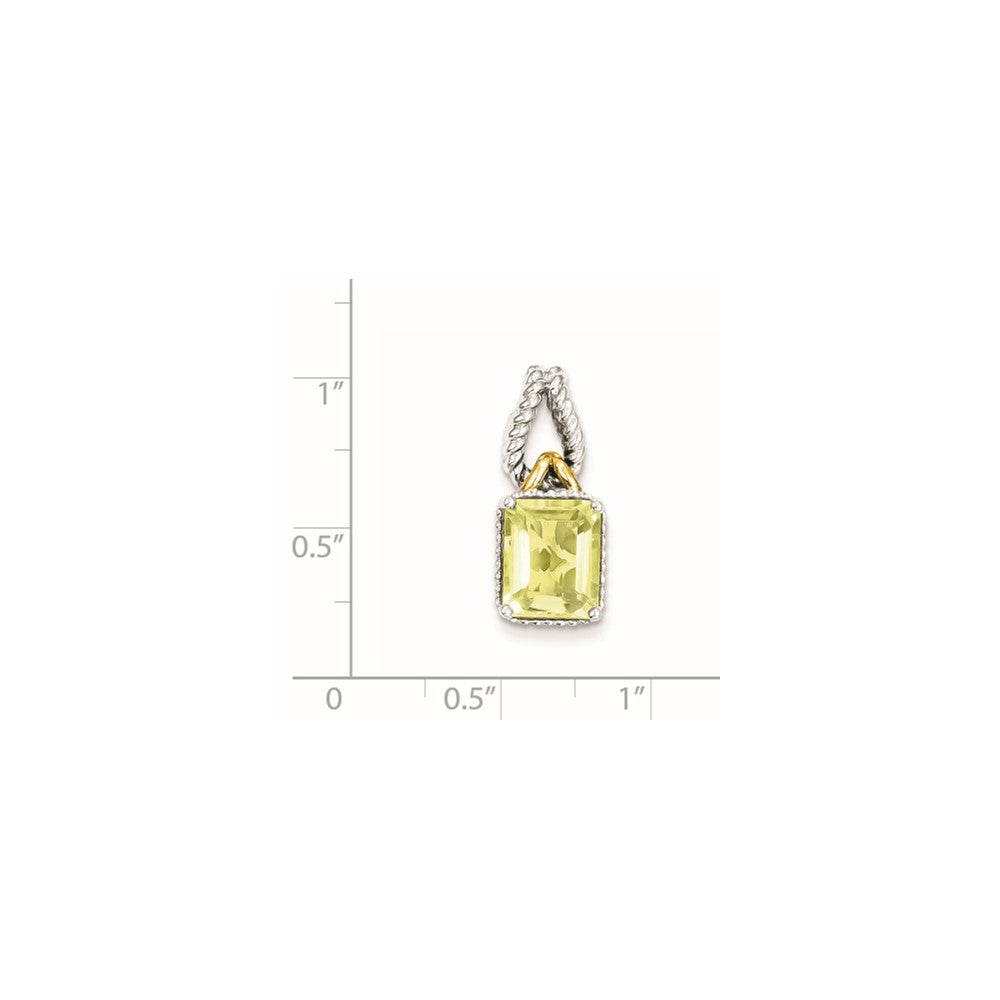 Sterling Silver w/ Flash Gold-plate Accent Lemon Quartz Pendant