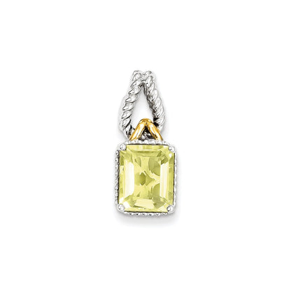 Sterling Silver w/ Flash Gold-plate Accent Lemon Quartz Pendant