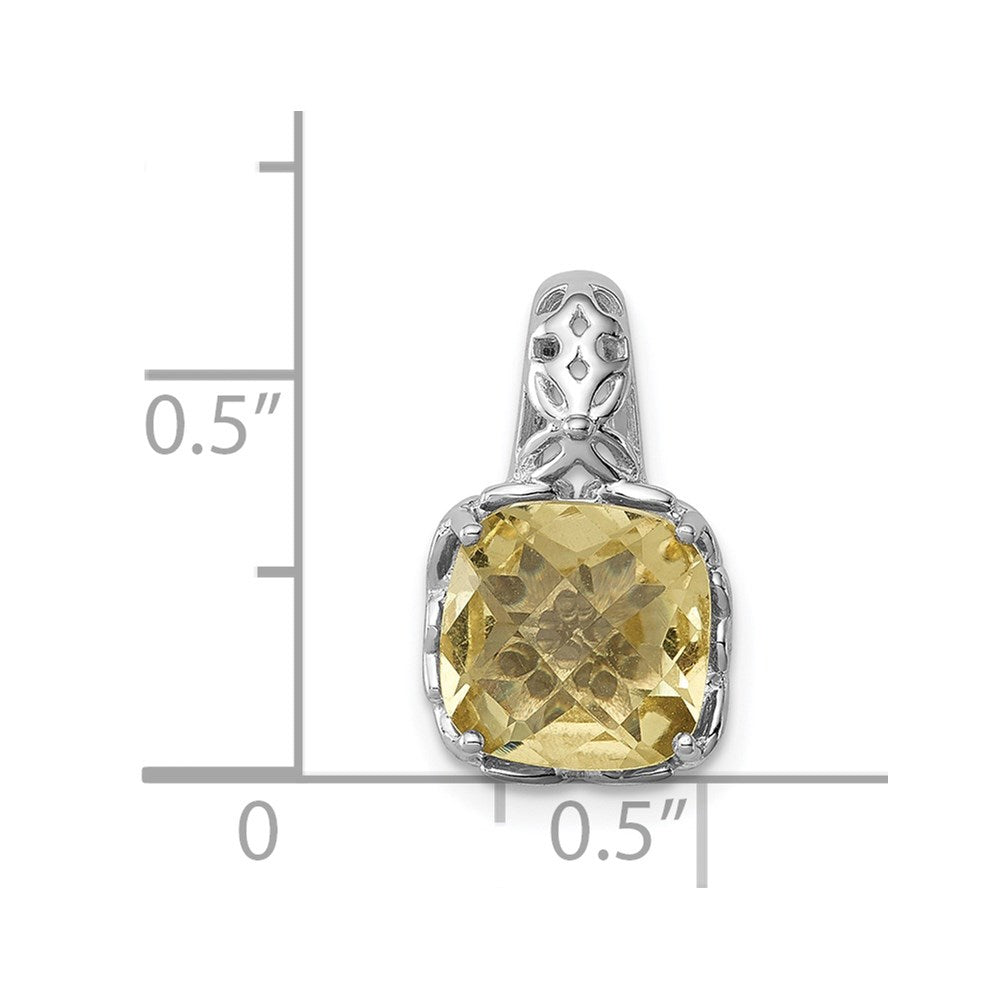 Sterling Silver Rhodium-plated Lemon Quartz Pendant