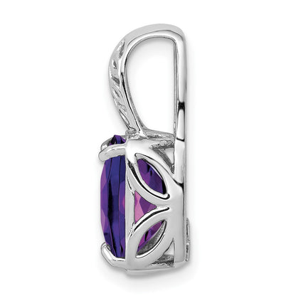 Sterling Silver Rhodium-plated Amethyst Pendant