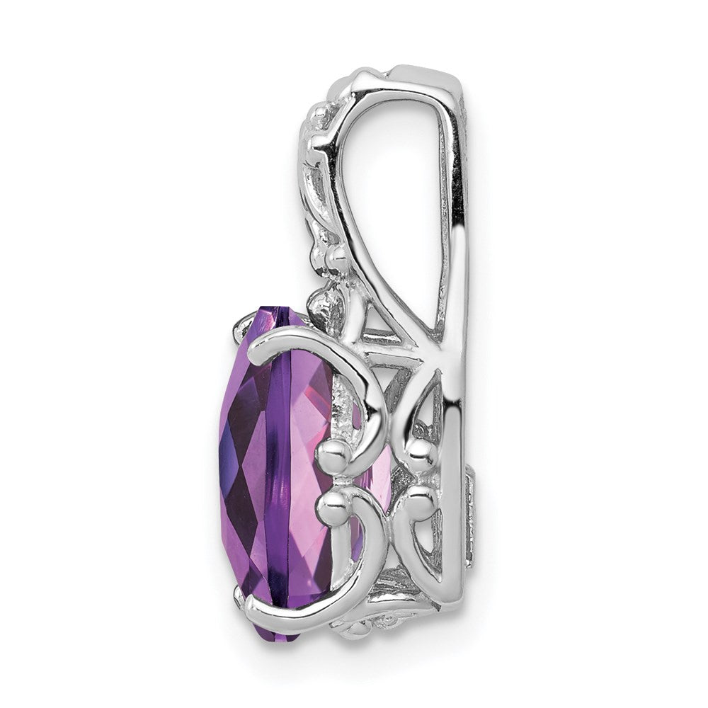 Sterling Silver Rhodium-plated Amethyst Pendant