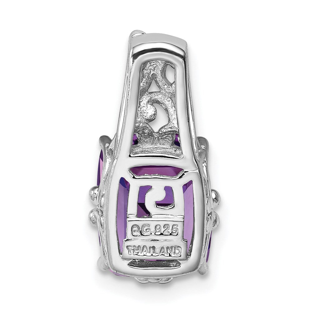 Sterling Silver Rhodium-plated Amethyst Pendant