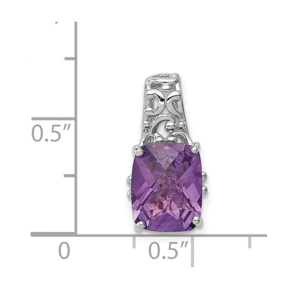 Sterling Silver Rhodium-plated Amethyst Pendant