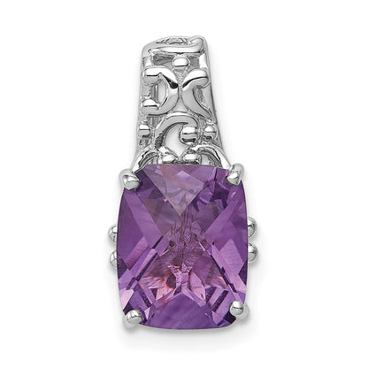 Sterling Silver Rhodium-plated Amethyst Pendant