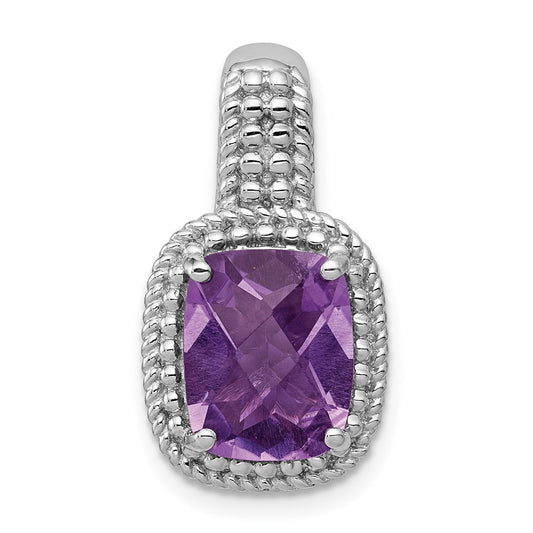 Sterling Silver Rhodium-plated Amethyst Pendant