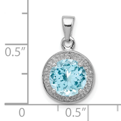 Sterling Silver Rhodium Plated Diamond & Light Swiss Bt Pendant