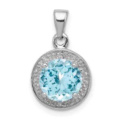 Sterling Silver Rhodium Plated Diamond & Light Swiss Bt Pendant