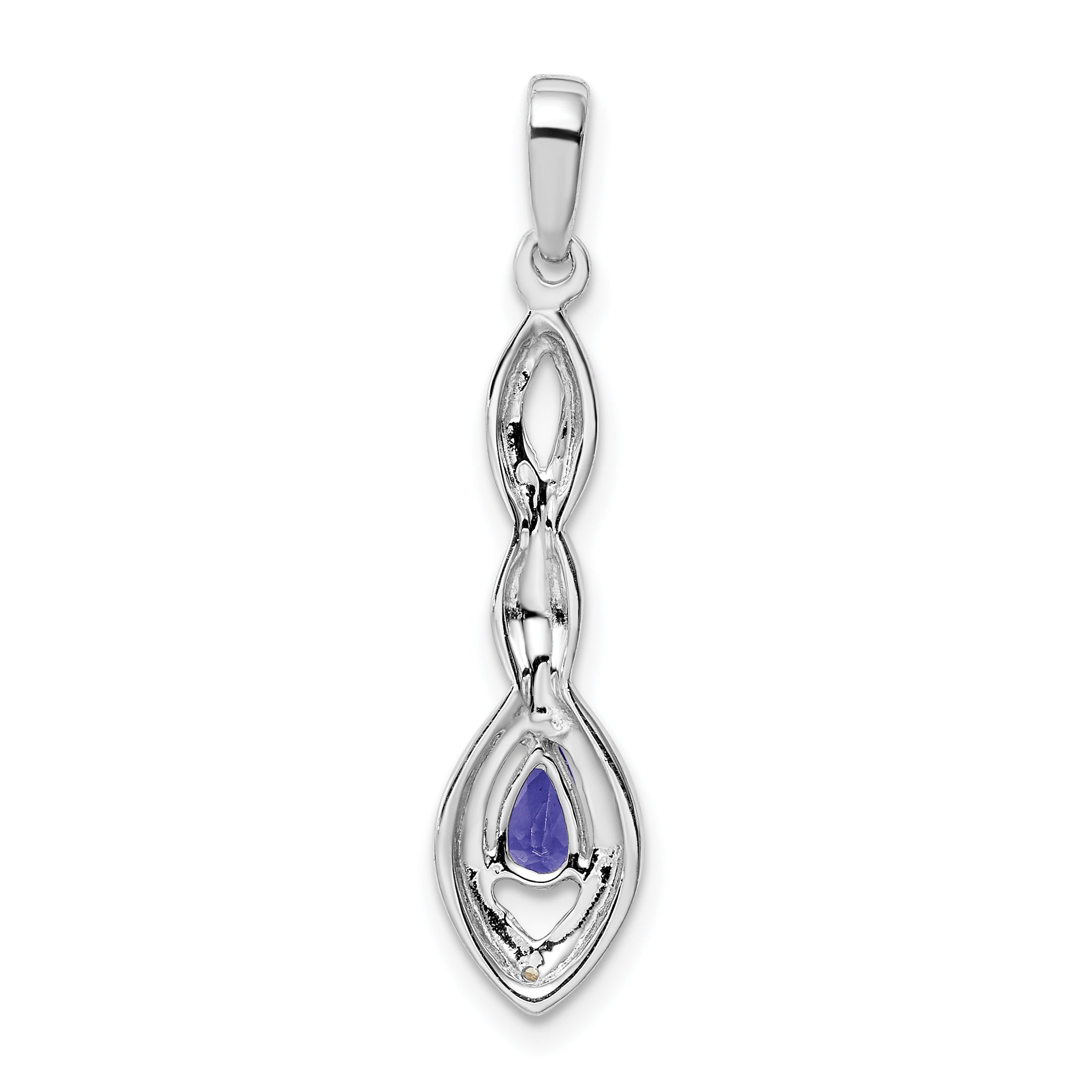 Sterling Silver Rhodium Plated Diamond Accent And Tanzanite Pendant