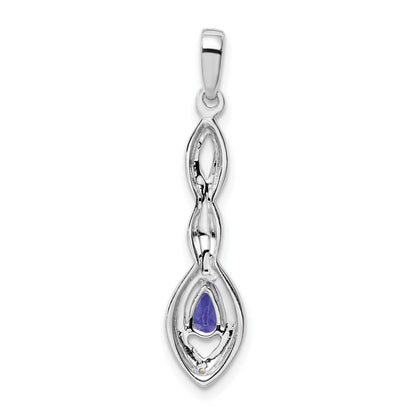 Sterling Silver Rhodium Plated Diamond Accent And Tanzanite Pendant