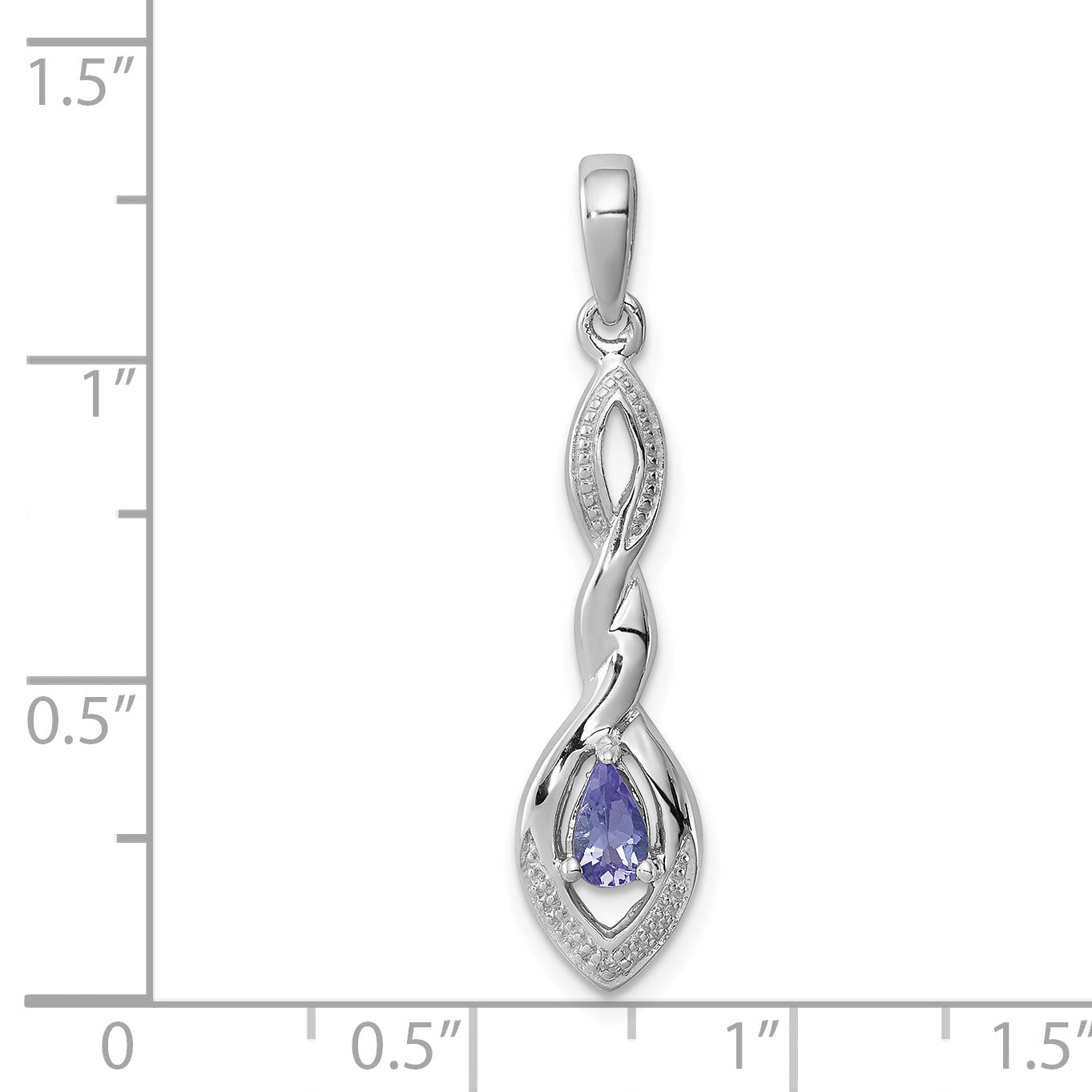 Sterling Silver Rhodium Plated Diamond Accent And Tanzanite Pendant