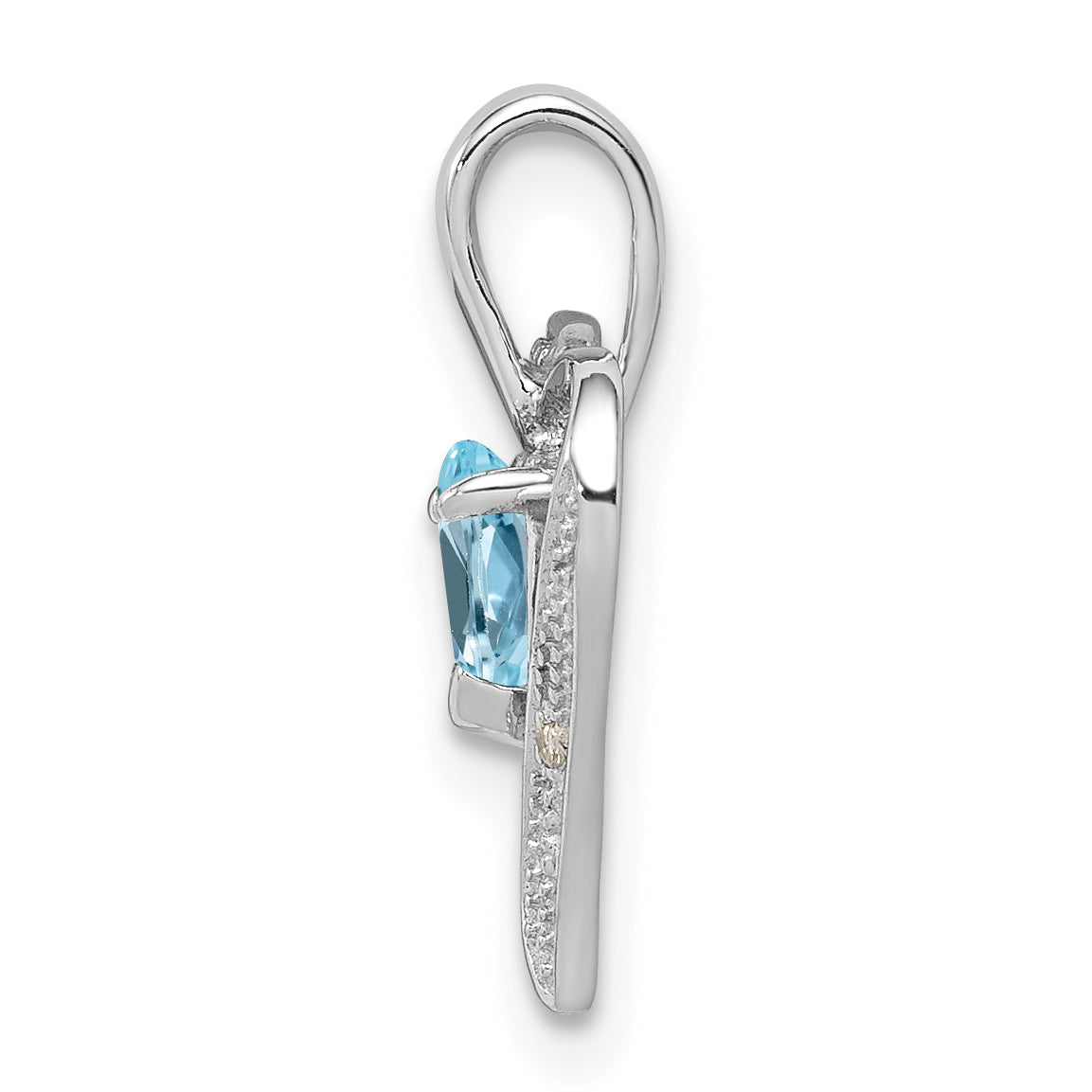 Sterling Silver Rhodium Plated Diamond & Swiss Bt Heart Pendant