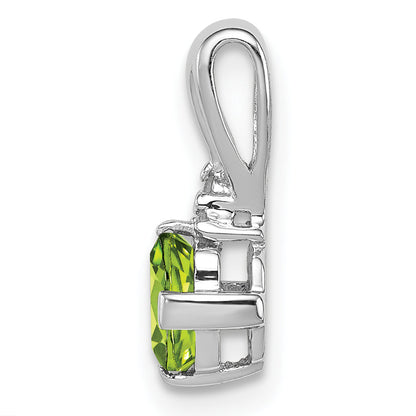 Sterling Silver Rhodium Plated Diamond And Peridot Pendant