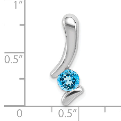 Sterling Silver Rhodium-Plated Blue Topaz Pendant