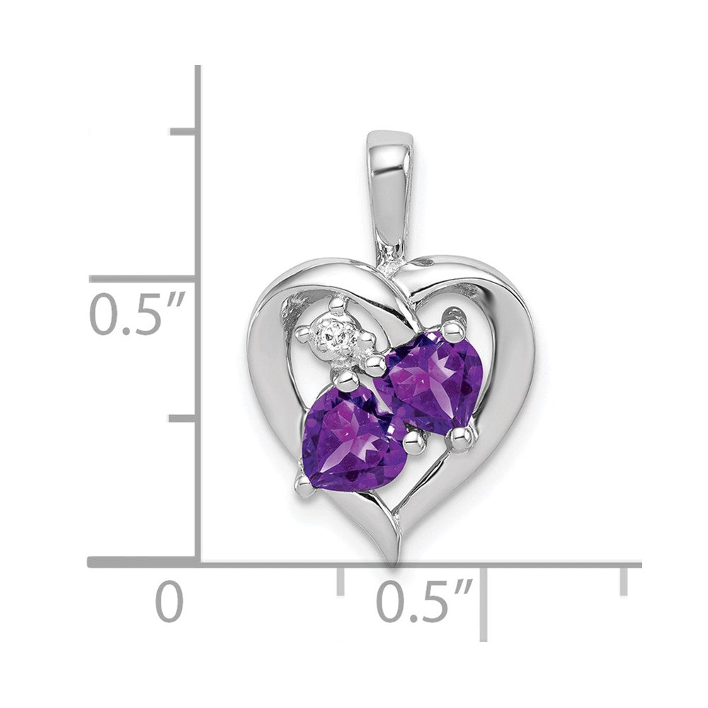 Sterling Silver Rhodium-plated Amethyst and Diamond Pendant