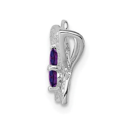 Sterling Silver Rhodium-plated Amethyst & Diamond Pendant