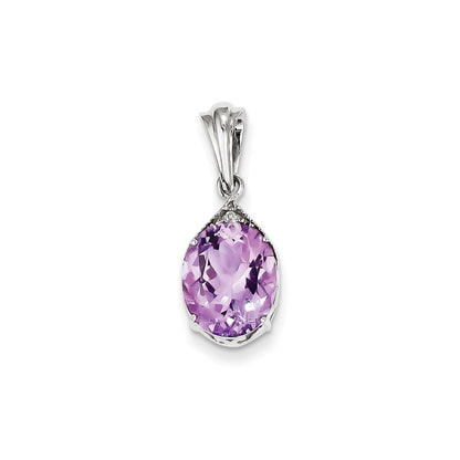 Sterling Silver with Amethyst and White Topaz Oval Pendant