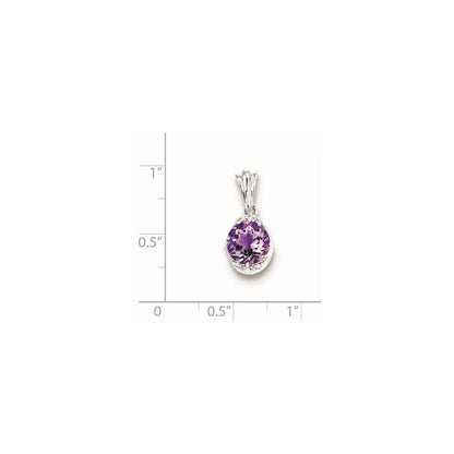 Sterling Silver with Amethyst and White Topaz Round Pendant