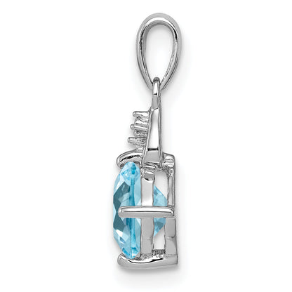 Sterling Silver Rhodium Plated Diamond And Light Swiss Bt Pendant