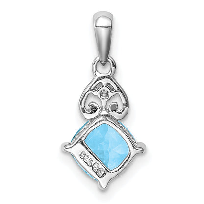 Sterling Silver Rhodium Plated Diamond And Light Swiss Bt Pendant