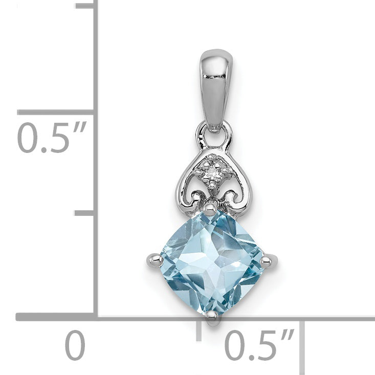 Sterling Silver Rhodium Plated Diamond And Light Swiss Bt Pendant